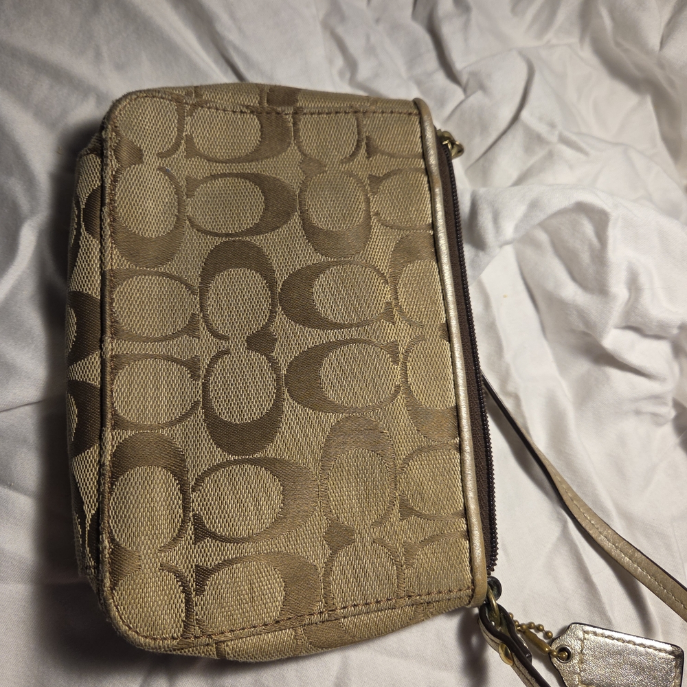 Coach Tan Signature Wristlet